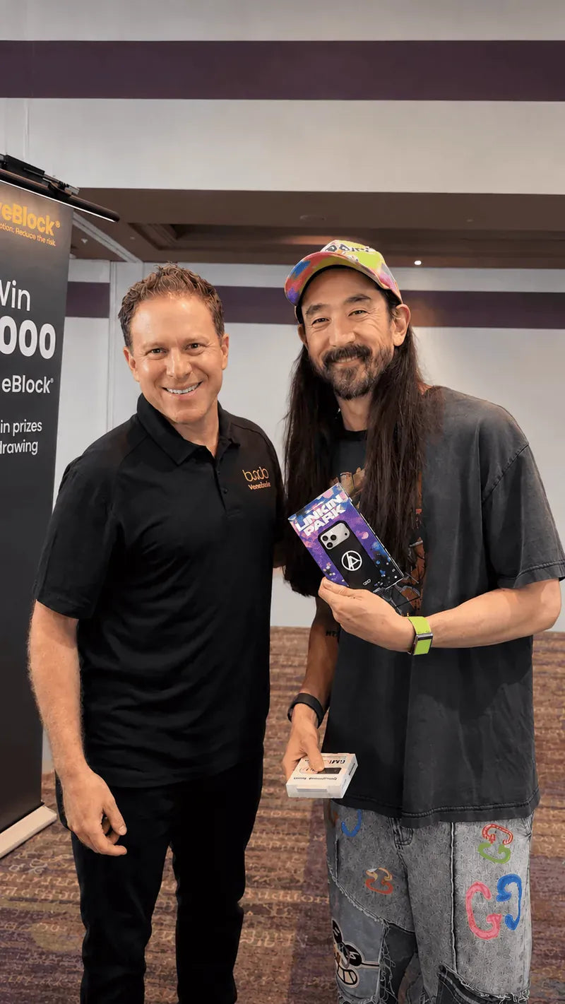 Steve Aoki with WaveBlock founder Ben