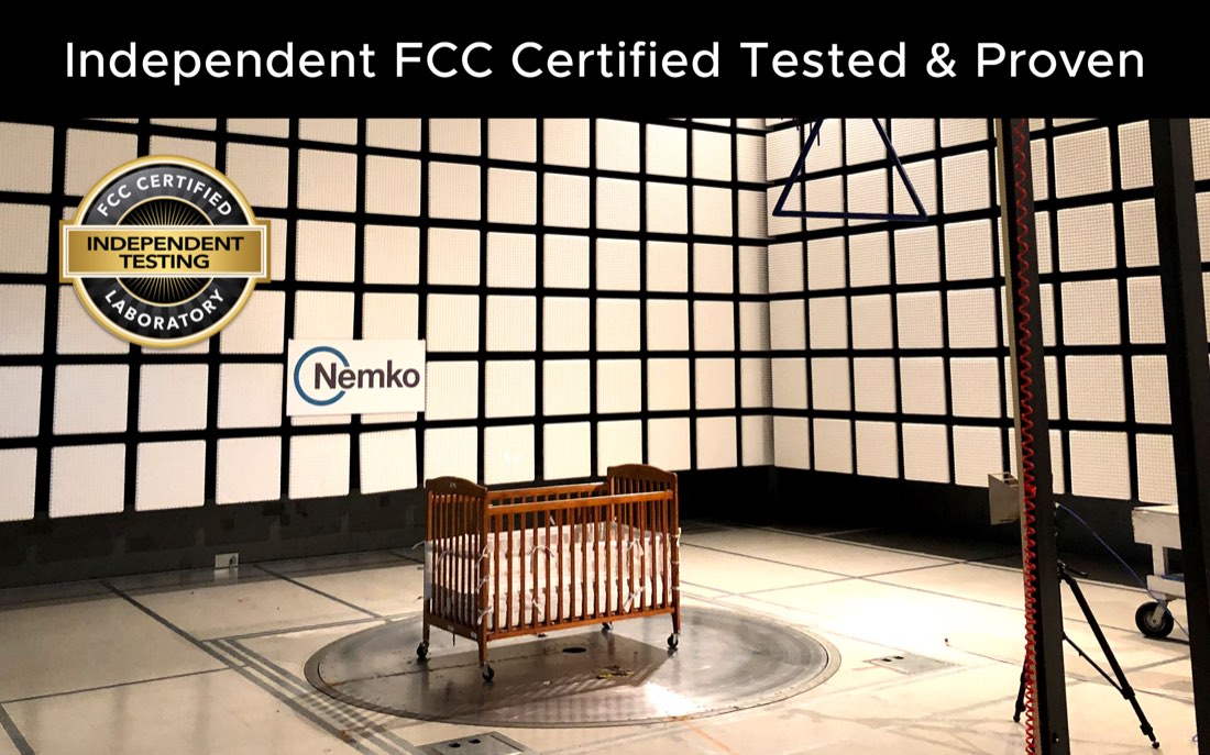 Crib set up for testing inside the Nemko lab test chamber