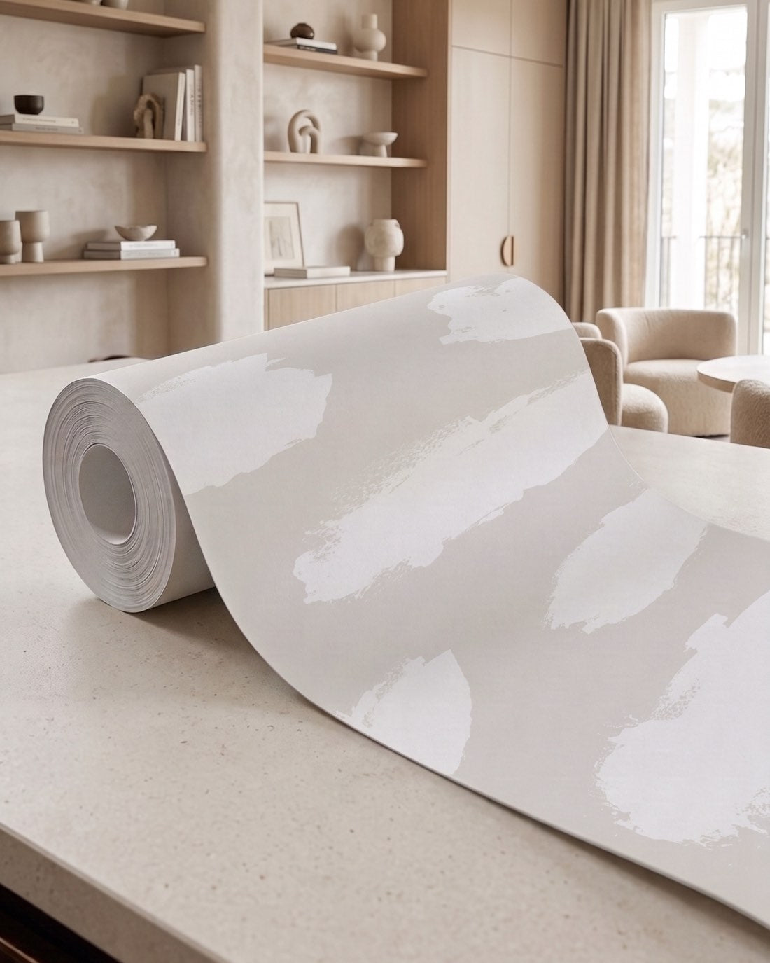 A roll of SafeWall Clouds wallpaper