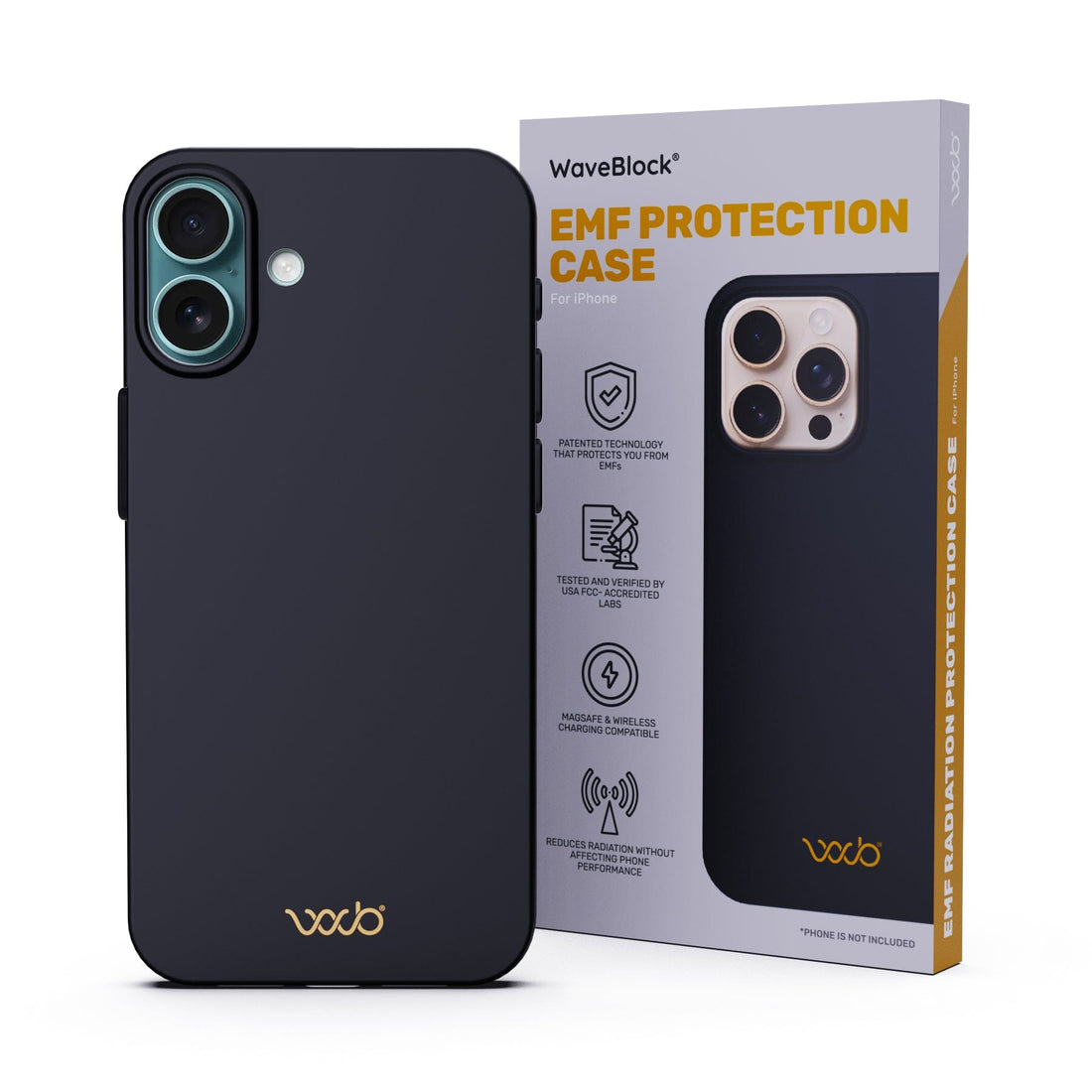 WaveBlock® iPhone Cases iPhone 16 Plus / Black EMF Reducing iPhone Case WaveBlock® EMF Reducing iPhone Case | Proven Radiation Protection emf protection radiation blocker 5g