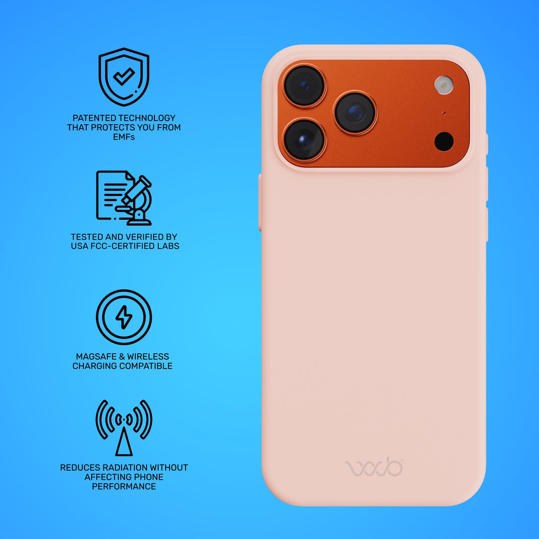 WaveBlock® iPhone Cases iPhone Shielding Light Pink Case: All-in-One Phone Protection Light Pink Finish Radiation Reducing iPhone Case | WaveBlock emf protection radiation blocker 5g