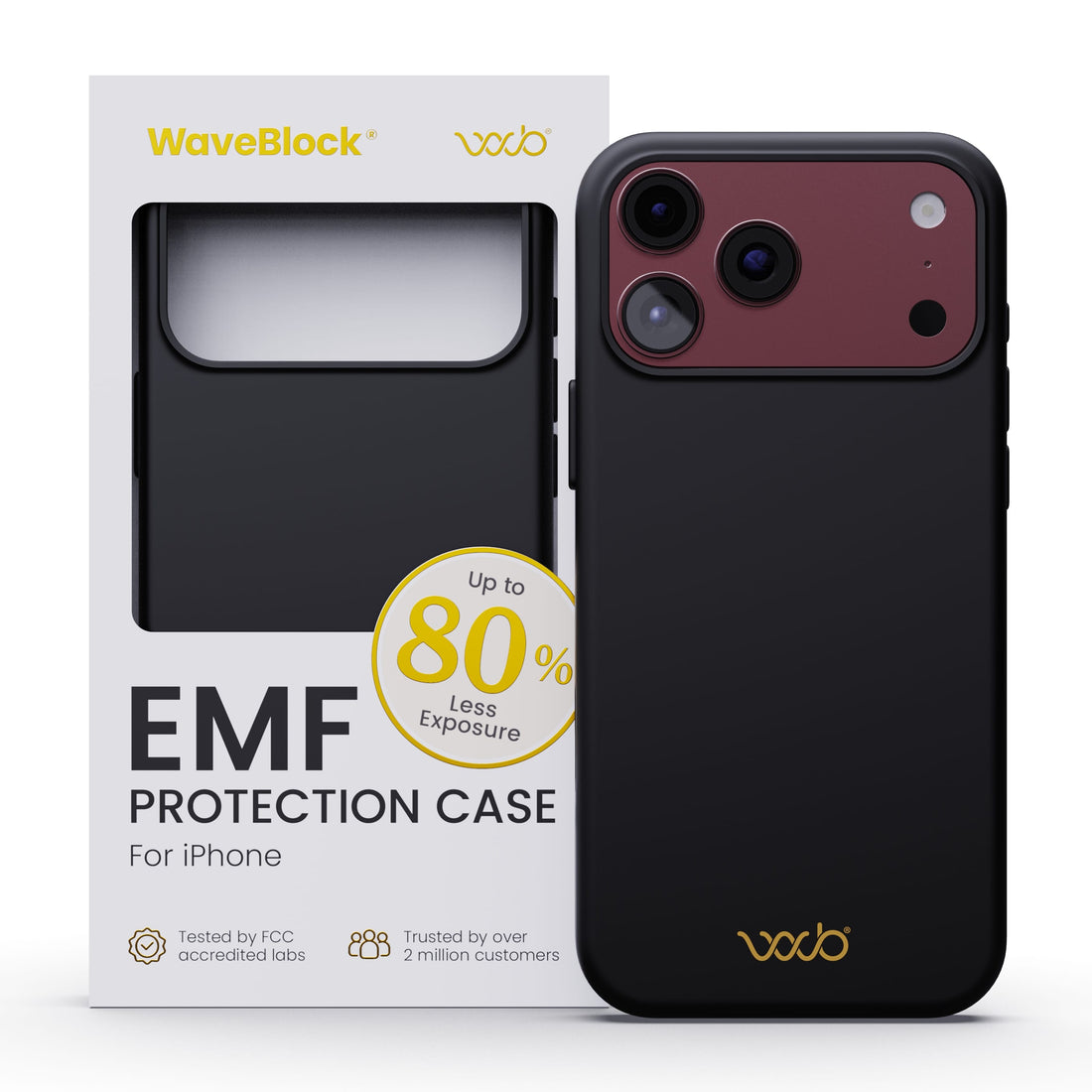 WaveBlock® iPhone Cases Radiation-Reducing Black Case Radiation Reducing iPhone Case in Black Finish | WaveBlock emf protection radiation blocker 5g