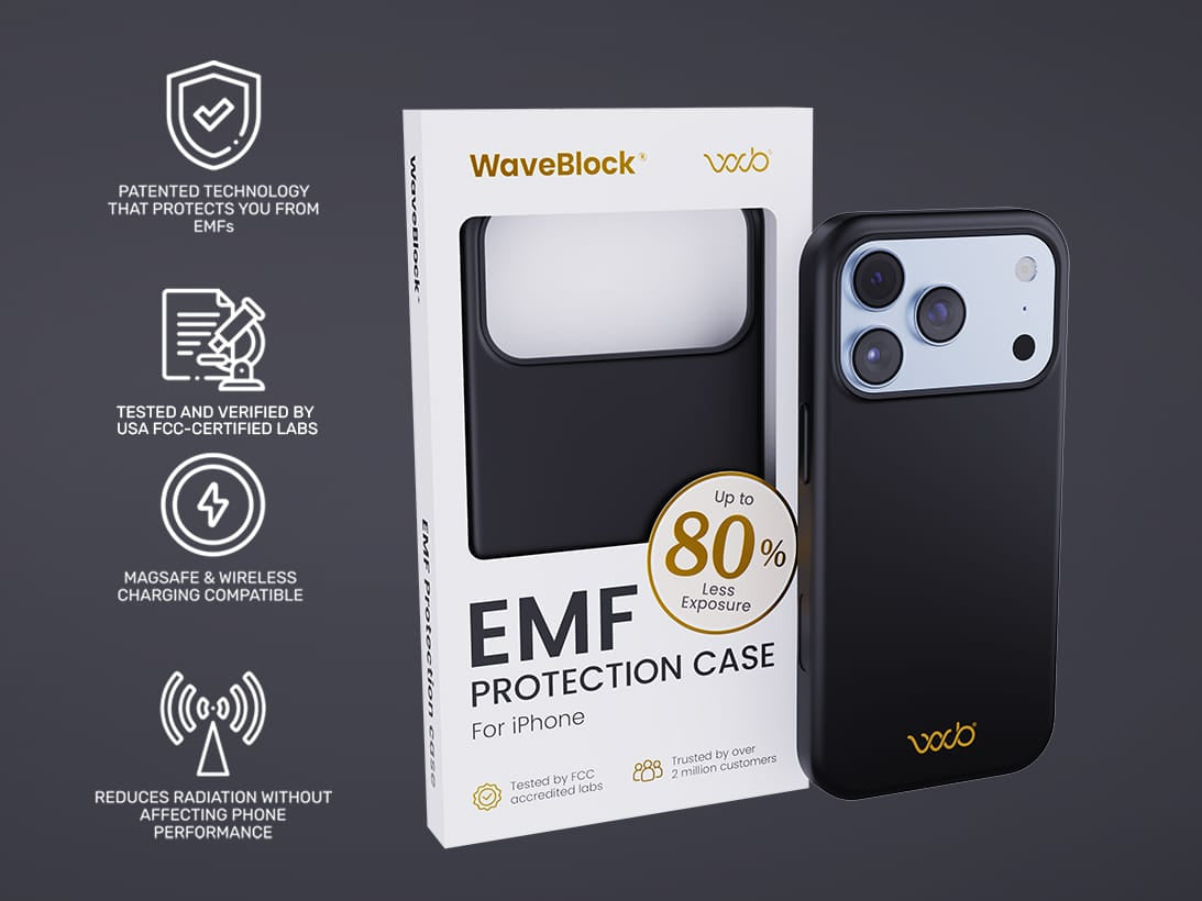 WaveBlock® iPhone Cases Radiation-Reducing Black Case Radiation Reducing iPhone Case in Black Finish | WaveBlock emf protection radiation blocker 5g