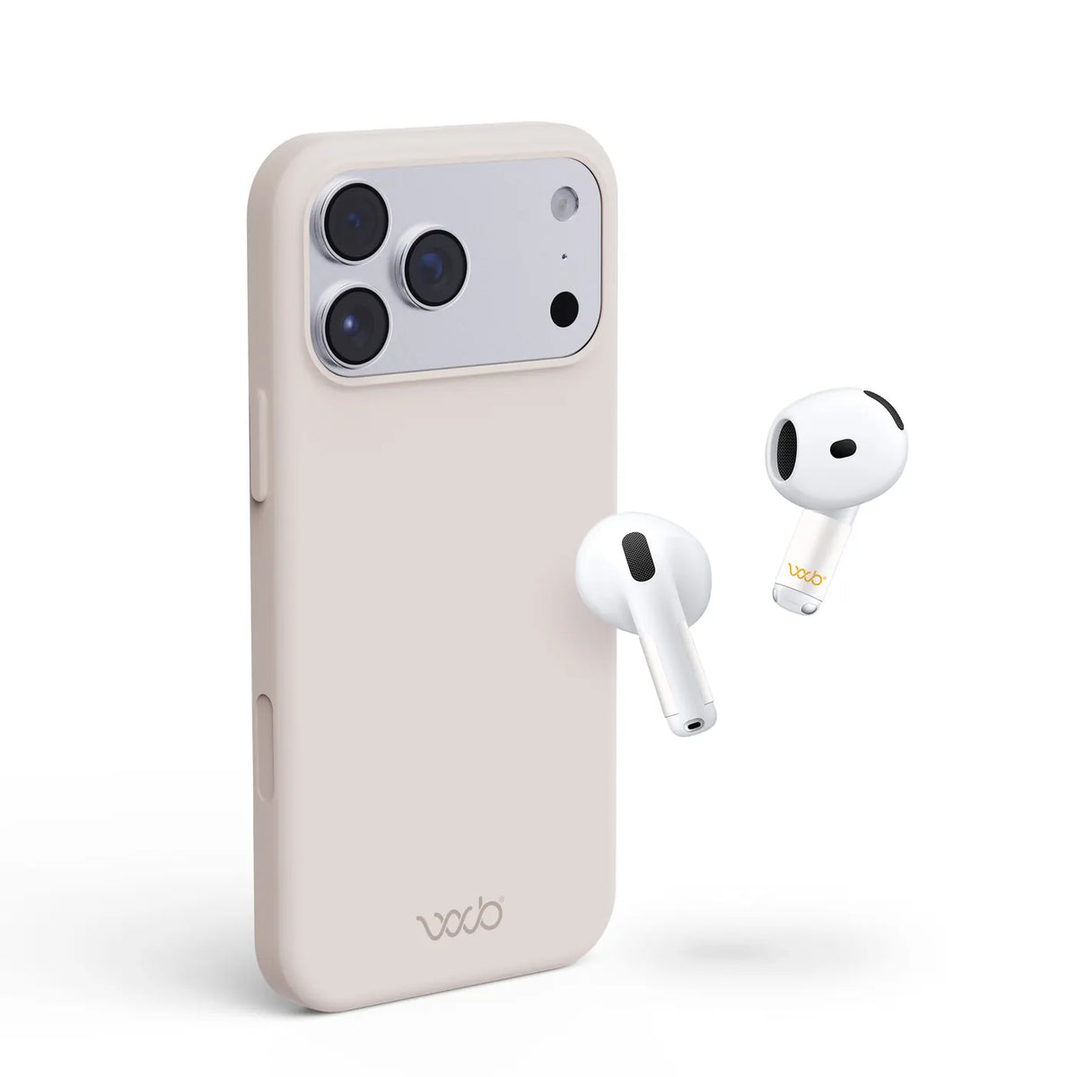Case Duo in Stone with AirPods shields