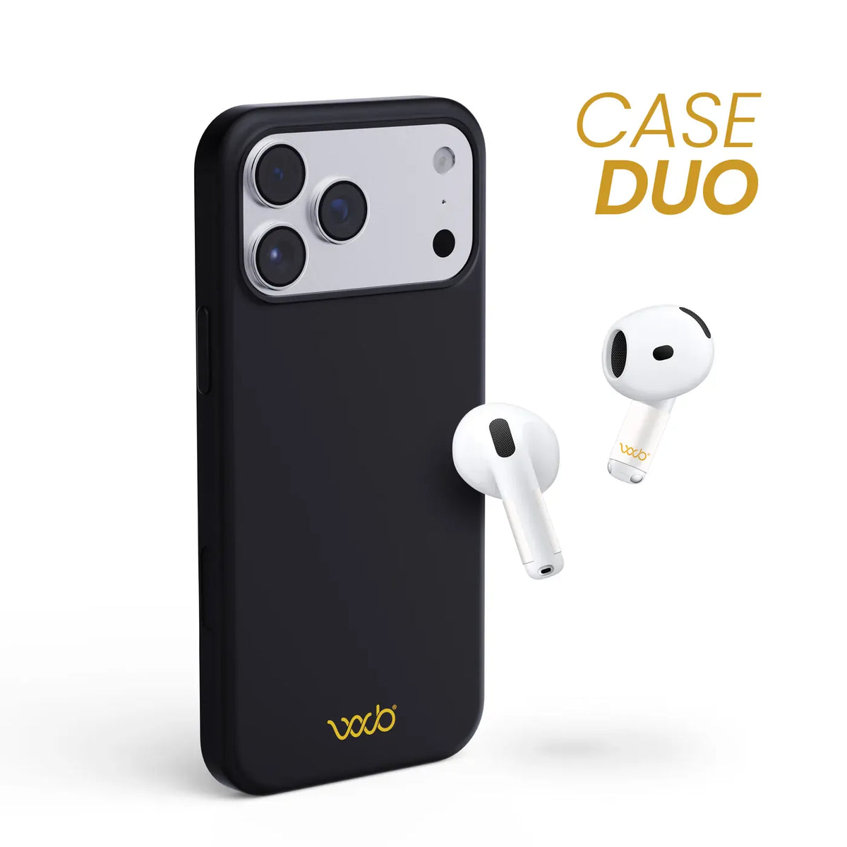 Case Duo in Black with AirPods shields