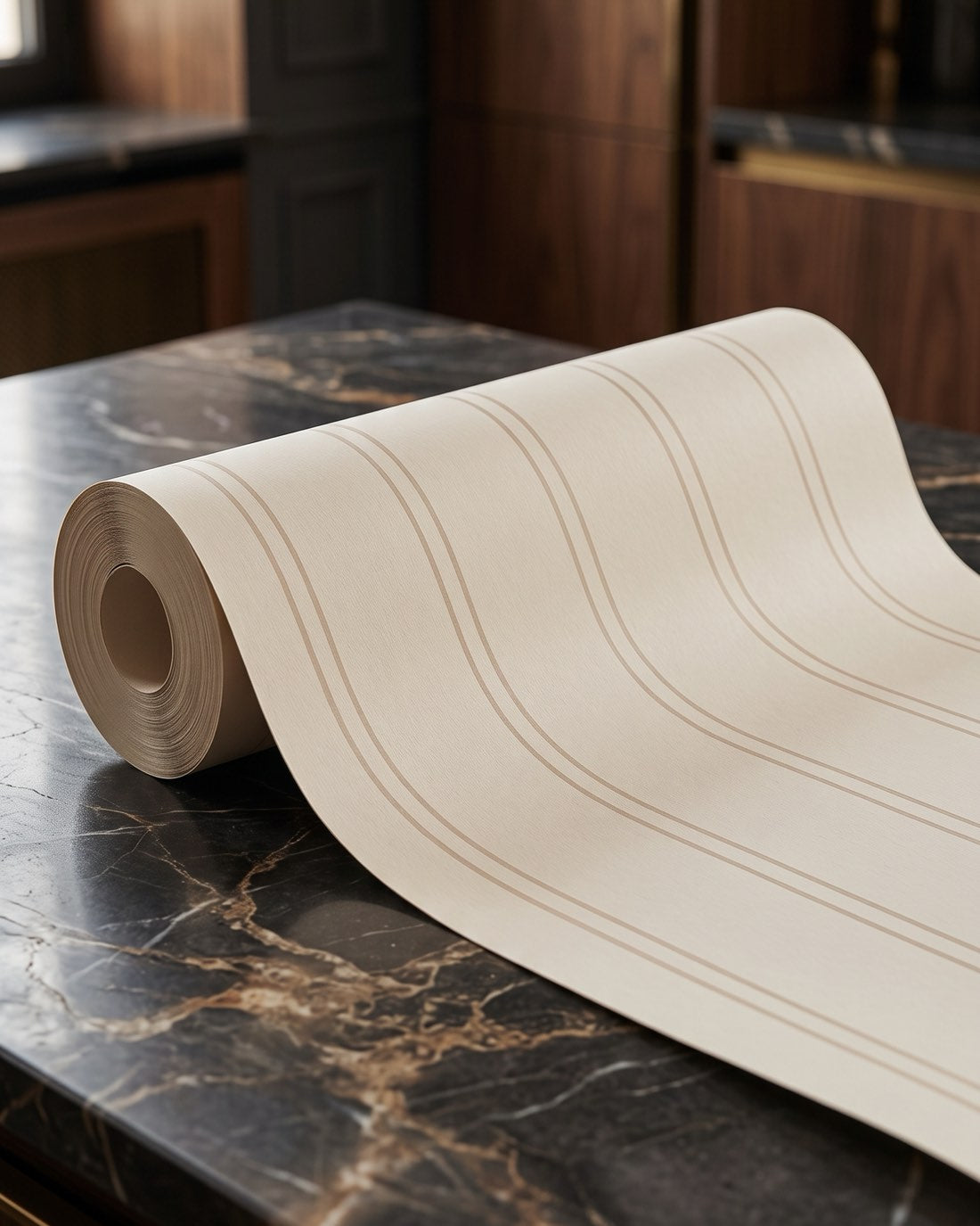 A roll of SafeWall Pinstripe wallpaper